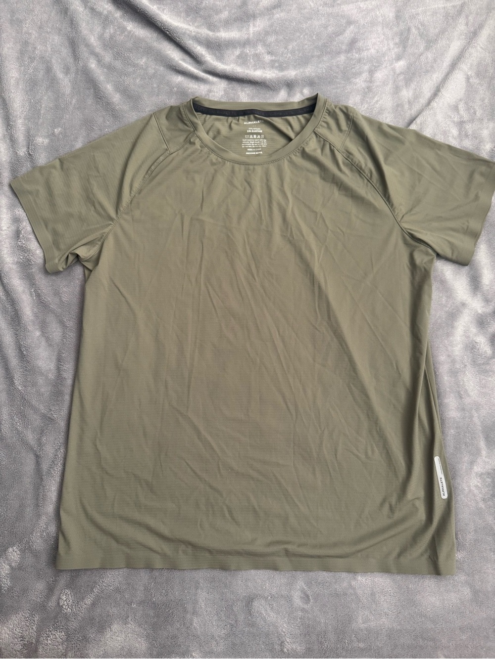 Alphalete Proflex Tee Tactical Olive Raglan Performance Workout Shirt M